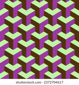 Ilustración vectorial del patrón sin soldadura geométrica púrpura y verde