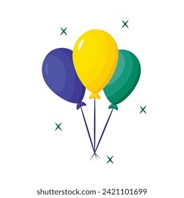 Purple, green, and gold balloons illustration vector perfect for mardi gras