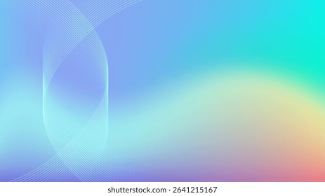 Purple green gradient mesh abstract background decorated with wavy lines nice for wallpaper or banner