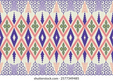 Purple, Green, and Pink Geometric Diamond Pattern for Decorative Wallpaper and Fabric Design