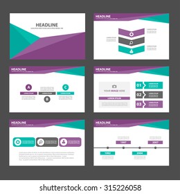 Purple And Green Polygon Infographic Elements Presentation Template Flat Design Set For Brochure Flyer Leaflet