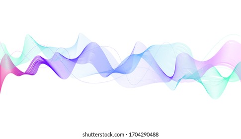 purple green Sound wave line curve on white background. Element for theme technology futuristic vector