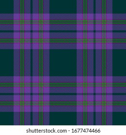 Purple and Green Tartan Plaid Scottish Seamless Pattern. Texture from tartan, plaid, tablecloths, shirts, clothes, dresses, bedding, blankets and other textile.