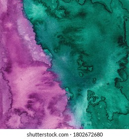 Purple and green texture watercolor background 