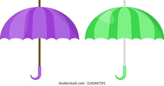 Purple and green umbrella, illustration, vector on a white background.