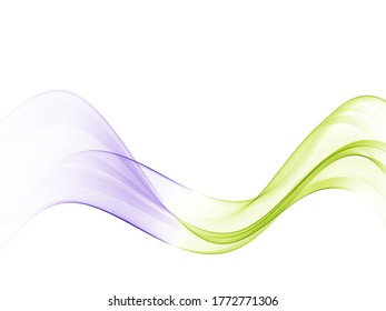 Purple and green Wave wavy flow. Design element. Abstract wave vector background.