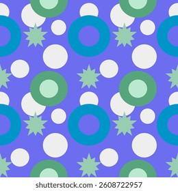 Purple, green and white geometric seamless pattern.