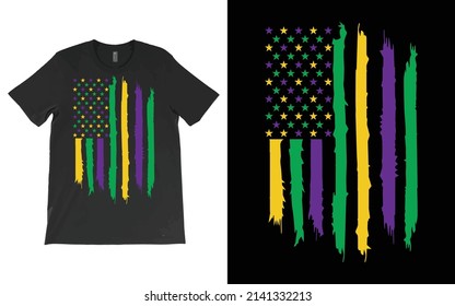 PURPLE GREEN YELLOW US FLAG JESTER FUNNY MARDI GRAS CARNIVAL T SHIRTS