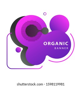 Purple and grey abstract dynamical circles. Flowing liquid shapes, fluid elements, hatching forms. Template for posters, flyers, banners. Vector illustration