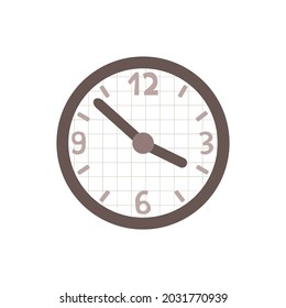 Purple and grey clock icon vector for website design in flat style. Office clock icon with numbers, Time icon. 3:54 o'clock