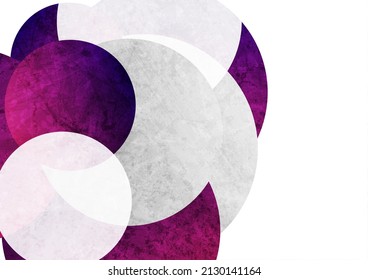 Purple and grey grunge circles abstract background. Geometric tech vector design
