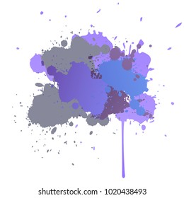 Purple and grey splash on white background. Color of the year 2018. Vector illustration