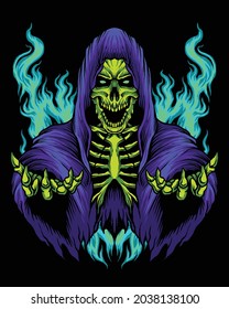 Purple grim reaper skull logo