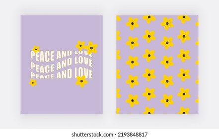 Purple groovy retro wall art prints with flowers