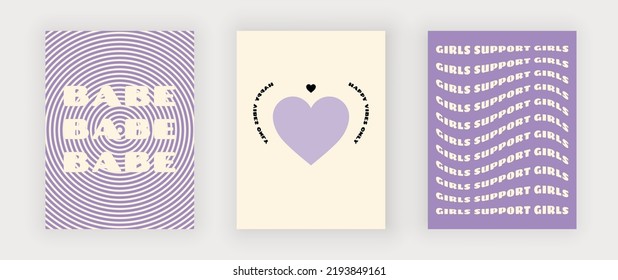 Purple groovy retro wall art prints with wavy text