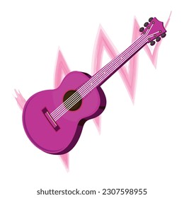 purple guitar vector with stroke background