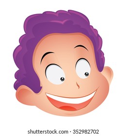 Purple Hair Boy - Violet  Cartoon Vector