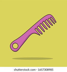 A purple hair comb, flat design style 