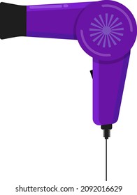 Purple hair dryer, illustration, vector on a white background.