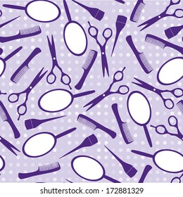 Purple hairdressing tools pattern