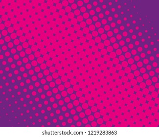 Purple halftone background. Digital gradient. Abstract backdrop with circles, point, dots. Dotted pattern. Futuristic panel Vector illustration