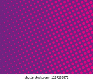 Purple halftone background. Digital gradient. Abstract backdrop with circles, point, dots. Dotted pattern. Futuristic panel Vector illustration