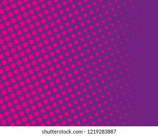Purple halftone background. Digital gradient. Abstract backdrop with circles, point, dots. Dotted pattern. Futuristic panel Vector illustration