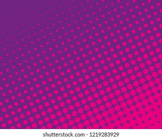 Purple halftone background. Digital gradient. Abstract backdrop with circles, point, dots. Dotted pattern. Futuristic panel Vector illustration