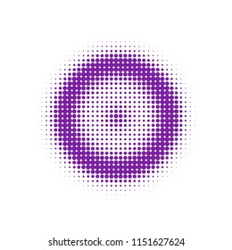 Purple halftone circles, dots pattern, vector, grunge. Comic texture background. Monochrome half-tone. Circle halftone Dots, colorful geometric gradient for pop art designs.