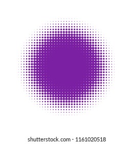 Purple halftone circles, dots pattern, vector, grunge. Comic texture background. Monochrome half-tone. Circle halftone Dots, colorful geometric gradient for pop art designs.