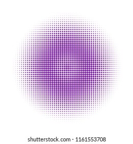 Purple halftone circles, dots pattern, vector, grunge. Comic texture background. Monochrome half-tone. Circle halftone Dots, colorful geometric gradient for pop art designs.