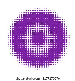 Purple halftone circles, dots pattern, vector, grunge. Comic texture background. Monochrome half-tone. Circle halftone Dots, colorful geometric gradient for pop art designs.