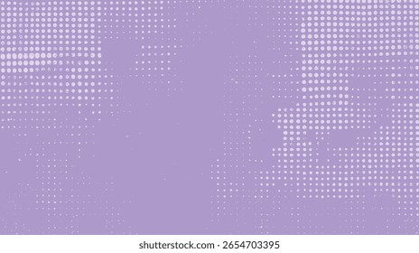 Fundo de textura de ponto de meio-tom roxo. O pano de fundo dos quadrinhos retrô Grunge. Elemento de layout de raster de pop art vintage macio.
