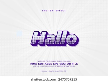 Purple halftone editable text effect template