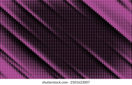 purple halftone on black background. Vector dotted sparkles or halftone shine pattern texture Pop Art Style Background