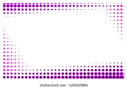 Purple halftone polka dot pattern frame art design abstract background vector