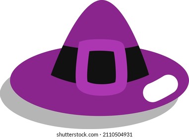 Purple halloween hat, illustration, vector on a white background.