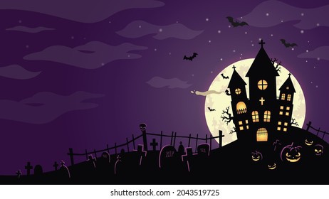 Purple Halloween Landscape Scenery Wallpaper