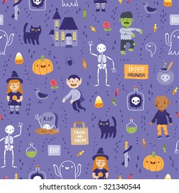 Purple halloween seamless super pattern