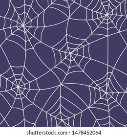 Purple Halloween Spider Web Seamless Pattern