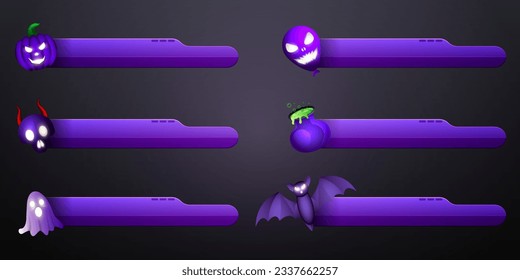 Purple Halloween theme Lower Third Title Banners with Spooky Halloween Elements for Screen Broadcast