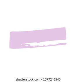 Purple hand draw pastel brush stroke. Decorative pastel colored frame on a white isolated background. Grunge banner, substrate.