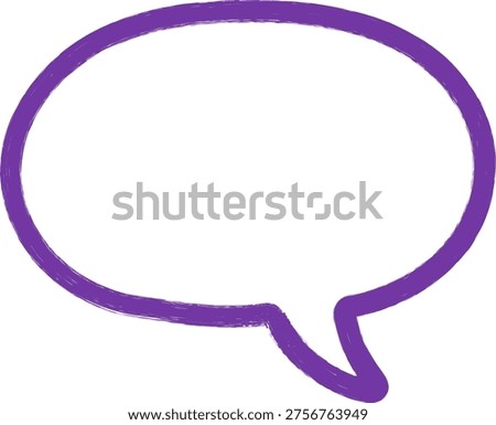 Purple hand drawn empty speech bubble icon with copy space