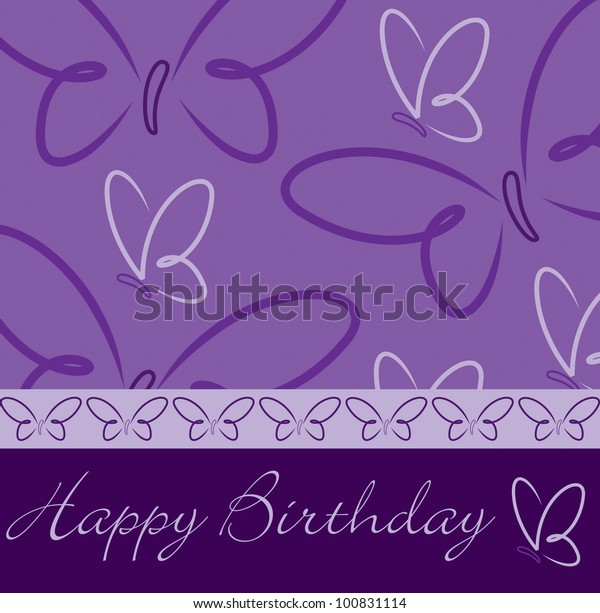 Download Purple Hand Drawn Happy Birthday Butterfly Stock Vector ...