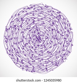 Purple hand drawn scribble circles. Vector Illustration on white background.