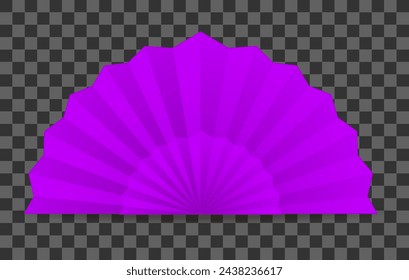 purple hand fan paper fan isolated on transparent background. Vector illustration. EPS 10