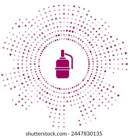 Purple Hand grenade icon isolated on white background. Bomb explosion. Abstract circle random dots. Vector