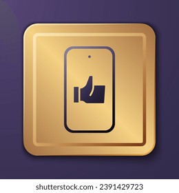 Purple Hand like icon isolated on purple background. Gold square button. Vector