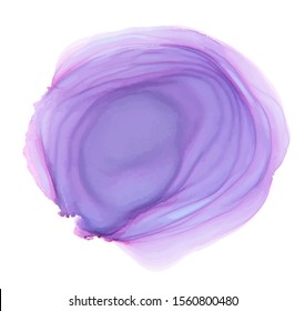 Purple hand painted alcohol ink vector texture. Violet abstract art background. Colorful watercolor wallpaper. Realistic splashes, daubs alcohol ink, resin art wallpaper. Isolated on white background.