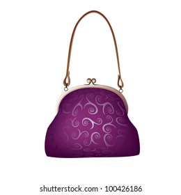 PURPLE HANDBAG Isolated on white background